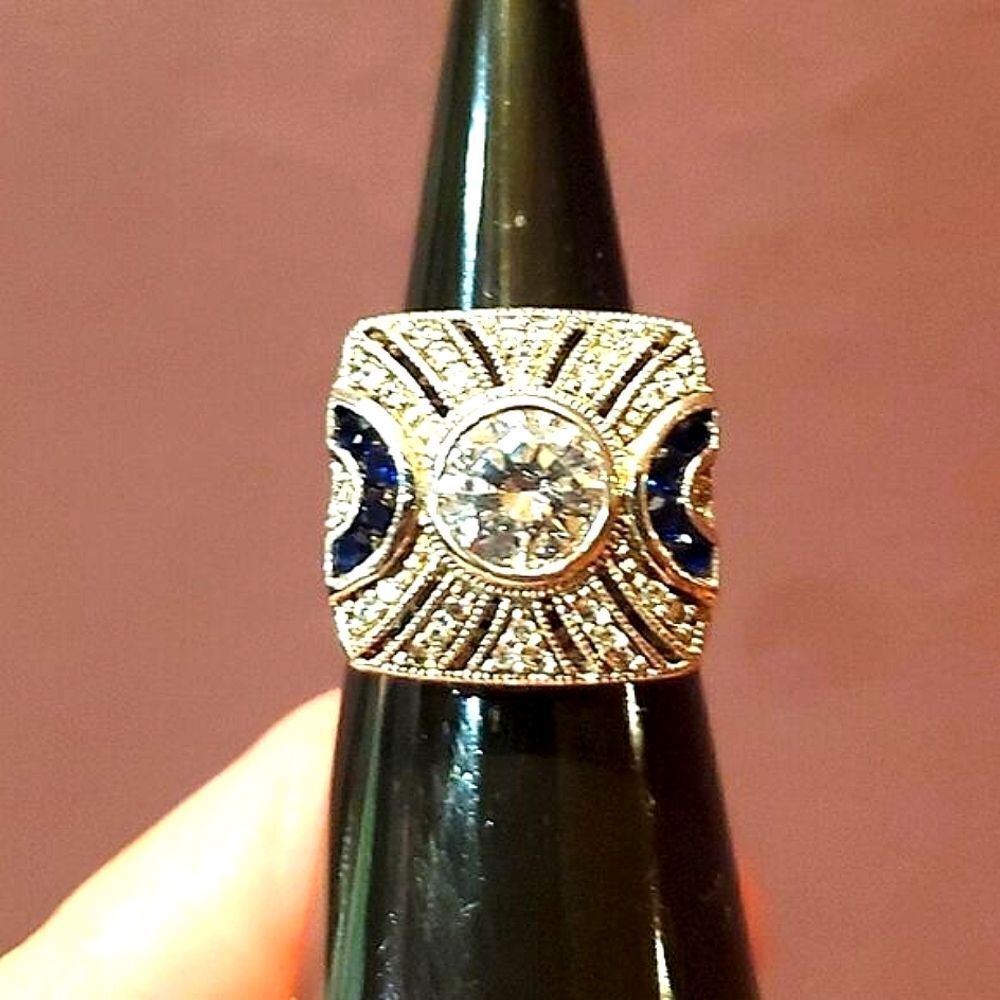 JOESEPH ESPOSITO, SAPPHIRE Diamonique Ring, Stamped ESPO,925,CZ,Sizs 5, NWOT!